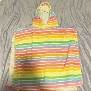 Colorful Striped Hooded Poncho